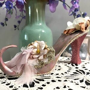 Katherine's Collection Whimsical Fairy Victorian Art Design Pink Shoe Figurine